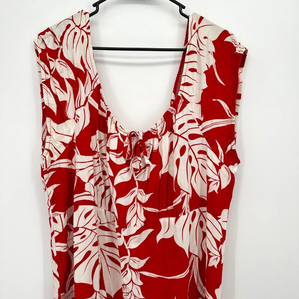 Vintage Bishop St Apparel Red Hawaiian Dress Plus 3XL Women's Tropical Vacation - Picture 2 of 8